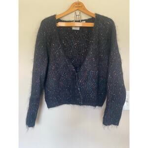 Vintage Cape Isle Knitters handmade mohair blend flecked cardigan sweater M